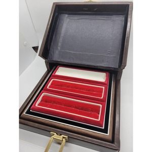 Vintage Multiple Ring Box Jewelry Box Red Velvet And Wood Quality Item